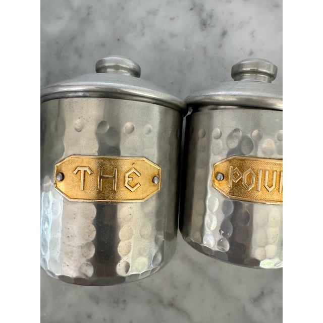 Metal Vintage French Kitchen Canister Set For Sale - Image 7 of 11