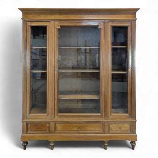 Louis XVI Mahogany Brown Bookcase For Sale