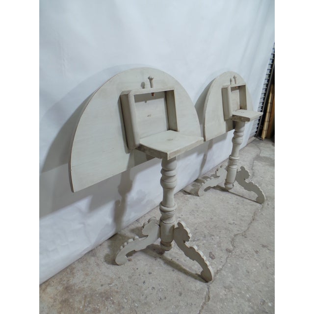 Swedish Pedestal Half Moon Tables Rare For Sale - Image 9 of 11