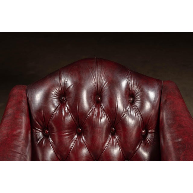 Burgundy Vintage Burgundy Tufted Leather Chesterfield Club Chair For Sale - Image 8 of 18