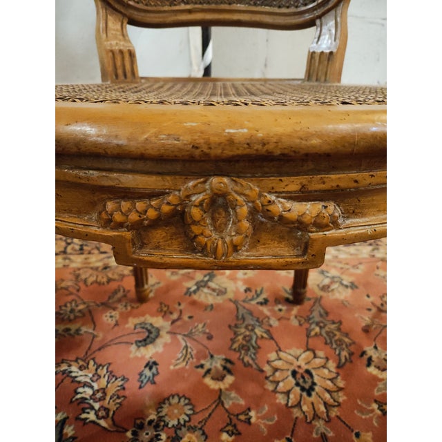 Wood Pair of 19th Century French Louis XVI Bergère Armchairs With Cane Seats and Backs For Sale - Image 7 of 10