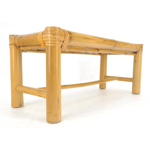 Thick Profile Bamboo 15x36 Compact Bench Mid Century Modern c1970s MINT For Sale - Image 13 of 13