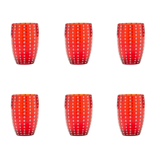 Contemporary Perle Tumbler in Red - Set of 6 For Sale - Image 3 of 3