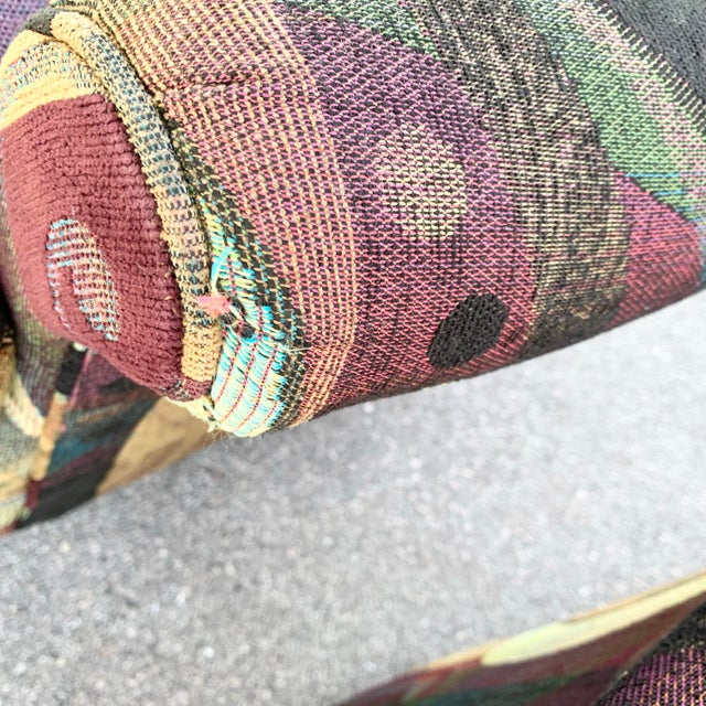 Textile Vintage Postmodern Clam Shell Swivel Rocking Chairs - A Pair For Sale - Image 7 of 7