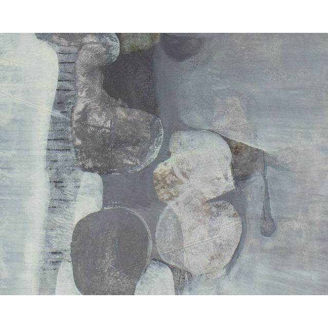 1960s “Grey Forms” Abstract Gouache Painting by Walter Sorge For Sale - Image 4 of 7