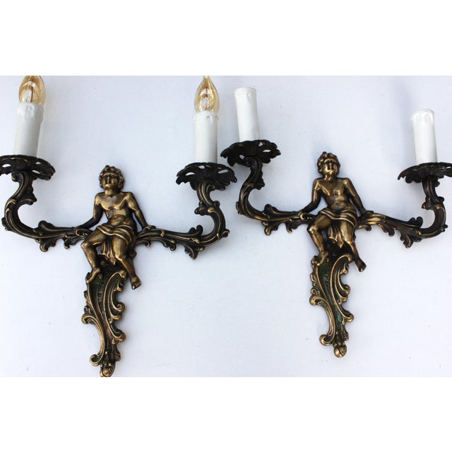 1950s Vintage Baroque Sconces in Brass, 1950s, Set of 2 For Sale - Image 5 of 10