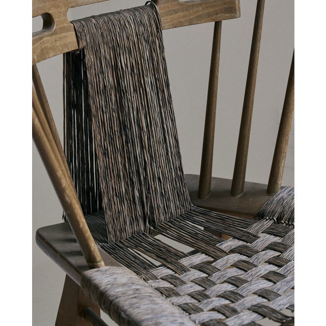 Mid-Century Modern Pair of Vintage, Edmond Spence Rush and Mahogany Chairs, Mexico 1950s For Sale - Image 3 of 18