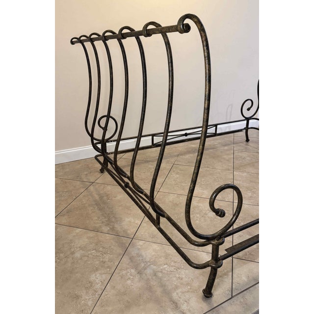 Vintage Signed Brown Jordan "Autumn Guild" Wrought Iron Queen Sleigh Bed For Sale In Miami - Image 6 of 16