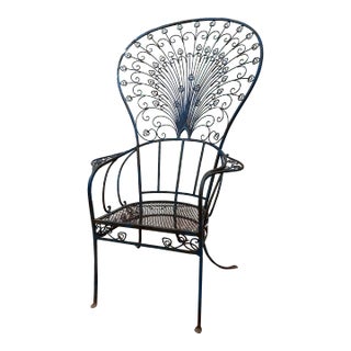 Mid Century Modern Iron Salterini Style Peacock Chair, Attributed For Sale