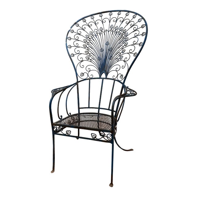 Mid Century Modern Iron Salterini Style Peacock Chair, Attributed For Sale