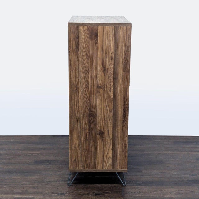 South Shore Olvyn Modern 5-Drawer Walnut Dresser With Gray Accent and Metal Legs For Sale - Image 4 of 10