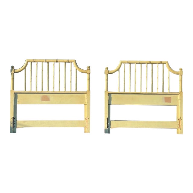 1970s Pair Thomasville Faux Bamboo Headboards For Sale