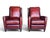 Rich patina oxblood leather, timeless English-inspired styling, and exceptional comfort make this pair of 1980s recliners...