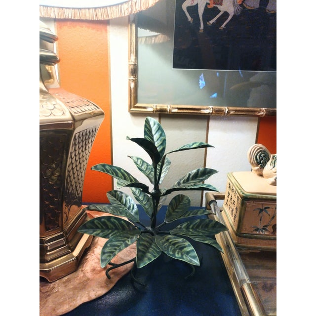Rare Vintage Metal Tole Decorative Leaf Appetizer Holder Room Decor- a Pair For Sale In West Palm - Image 6 of 7