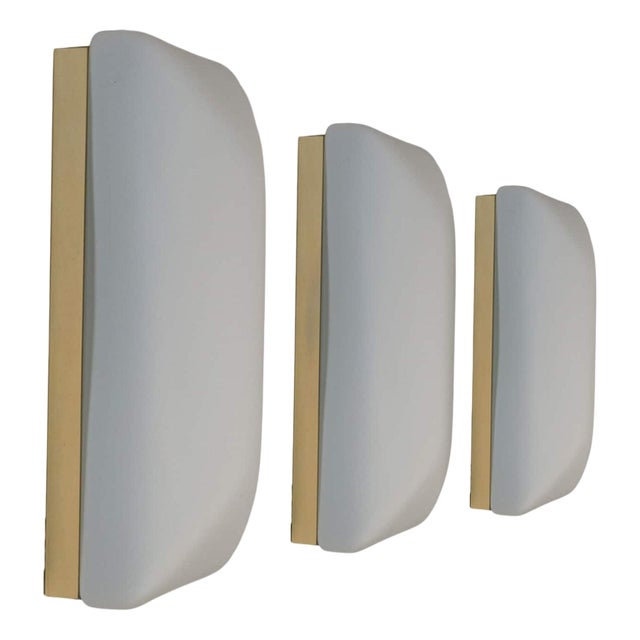 White Rectangle Opaque Glass Wall Lights from Glashütte Limburg, 1970s For Sale