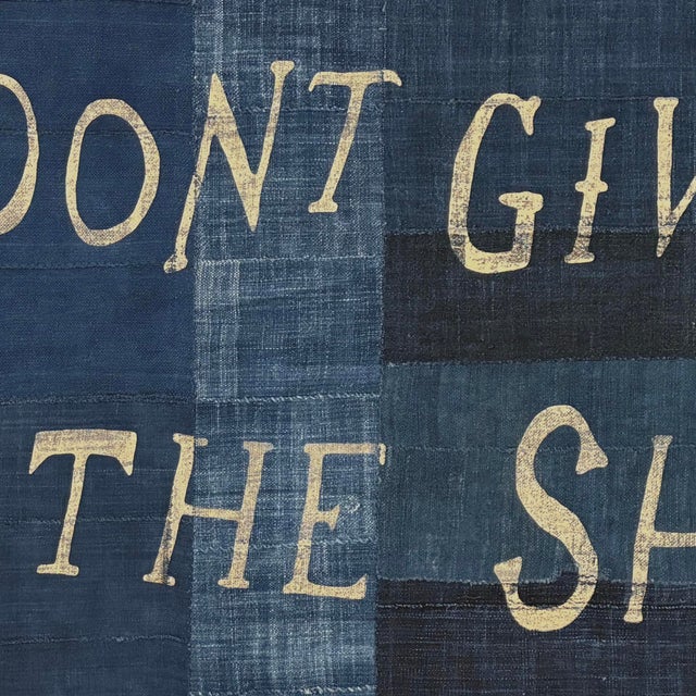 Large Patchwork Indigo Flag, Don't Give Up the Ship, Unique For Sale - Image 4 of 4