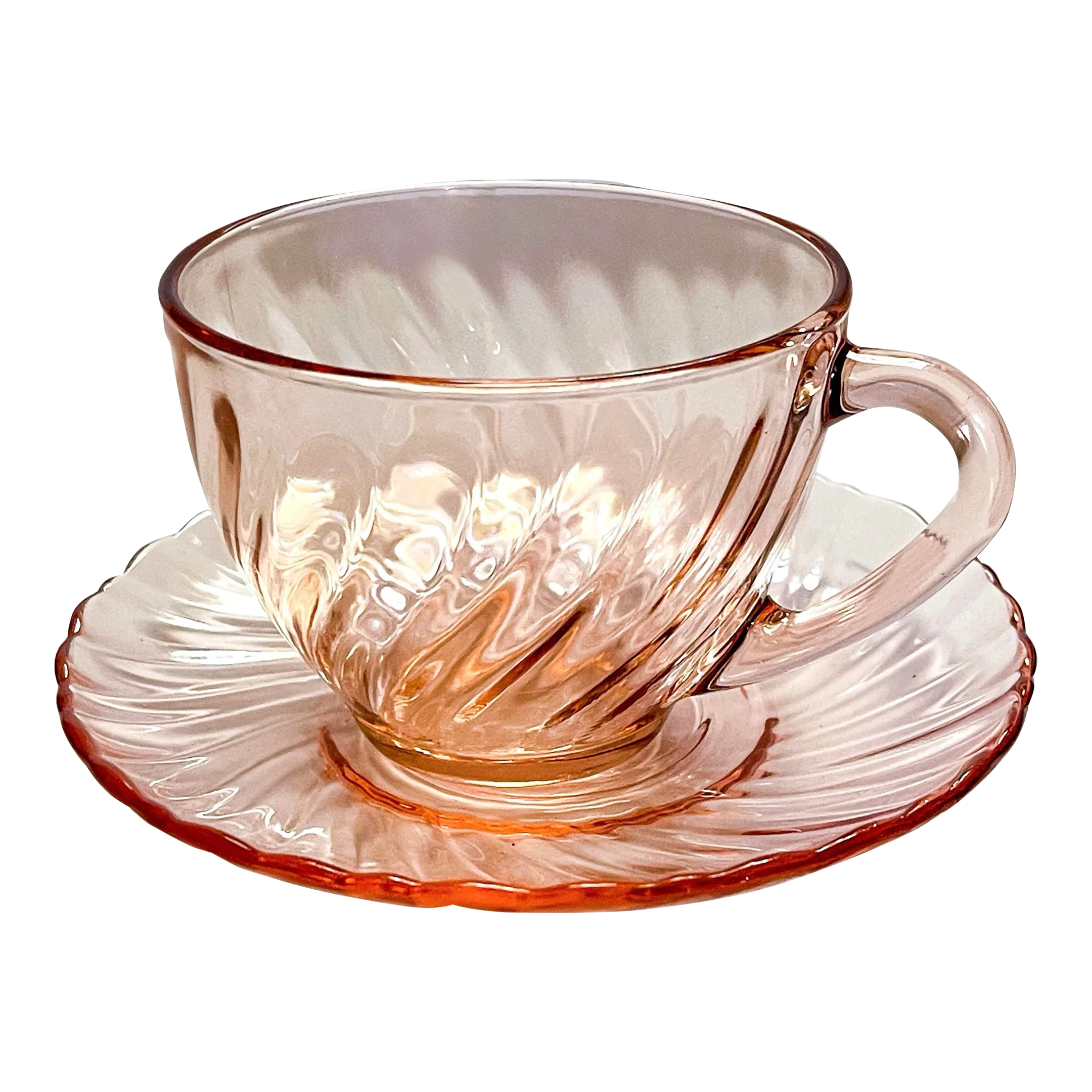 Vintage Arcoroc France Pink Tea Cup and Saucer | Chairish
