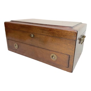 Large Antique J Wanamaker 1800's Wood Brass Flatware Silverware Box Display Case For Sale