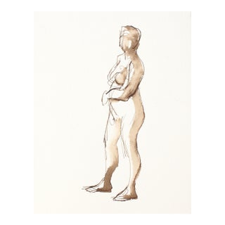 Original Ink Figure Drawing Female Standing Nude by Michelle Arnold Paine For Sale