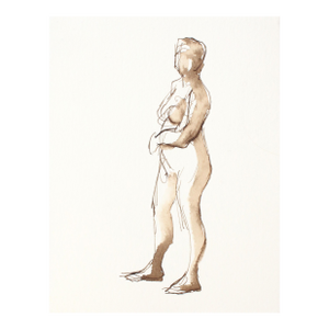 Original Ink Figure Drawing Female Standing Nude by Michelle Arnold Paine
