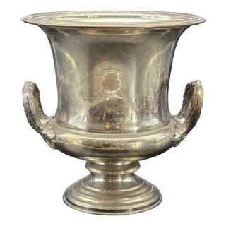 Vintage Neo-Classical Silver Metal Champagne Cooler, 1950s For Sale