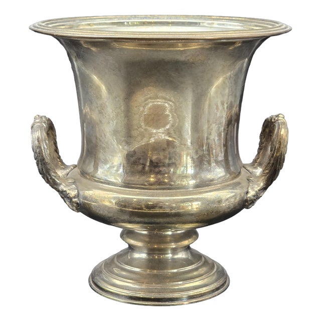 Vintage Neo-Classical Silver Metal Champagne Cooler, 1950s For Sale