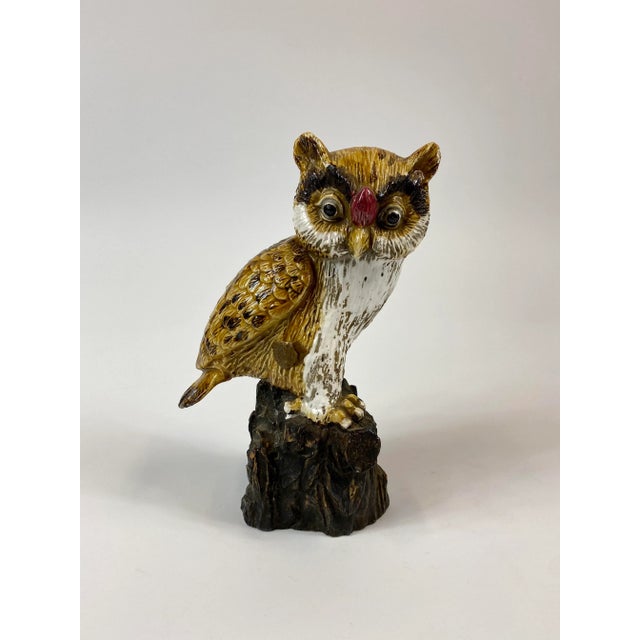 Brown Mid 19th Century Painted Porcelain Owl For Sale - Image 8 of 8