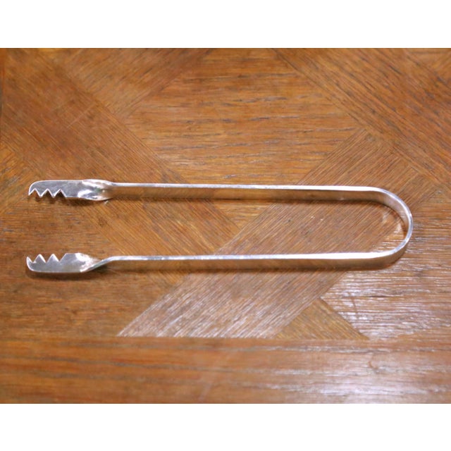 Metal Mid-Century French Cut Glass Champagne Bucket With Brass Ring Handles With Tongs For Sale - Image 7 of 8