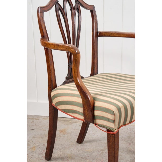 Cream Georgian Cuban Mahogany Shield Back Accent Arm Chair (C. 1790) For Sale - Image 8 of 10