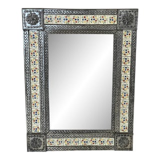 1970s Mexican Tin Framed Mirror For Sale