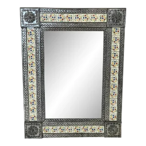 1970s Mexican Tin Framed Mirror