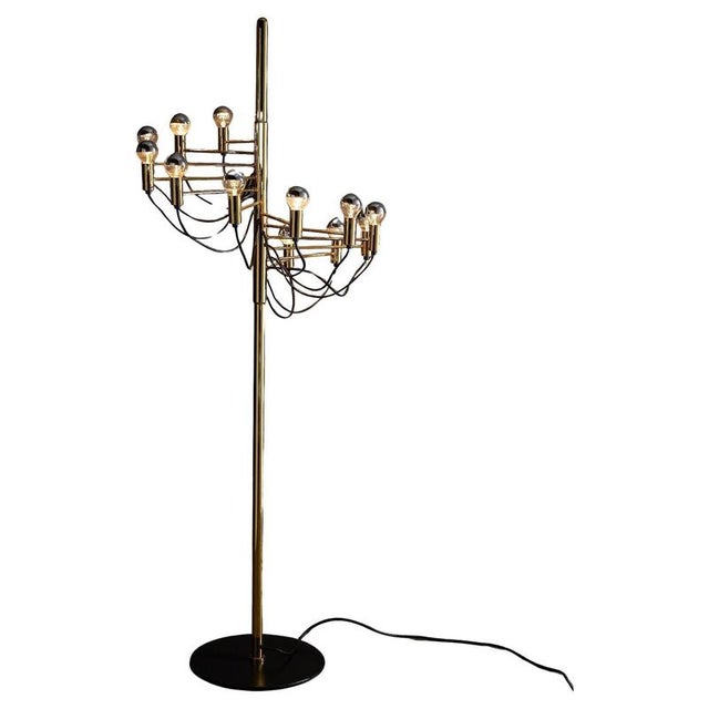 Gold Multi-Light Atomic Floor Lamp by Gino Sarfatti, 1970s For Sale - Image 10 of 10
