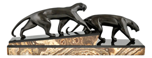 Michel Decoux, Art Deco Panther Sculpture, 1920s, Bronze on Marble Base