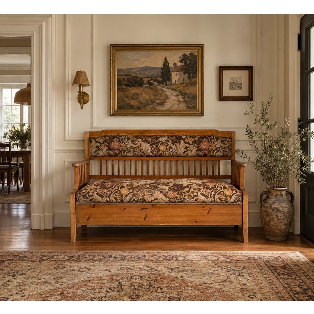 Farmhouse Pine Bench Fold-Out Daybed With Hidden Storage, Central Europe, 19th Century For Sale - Image 3 of 18