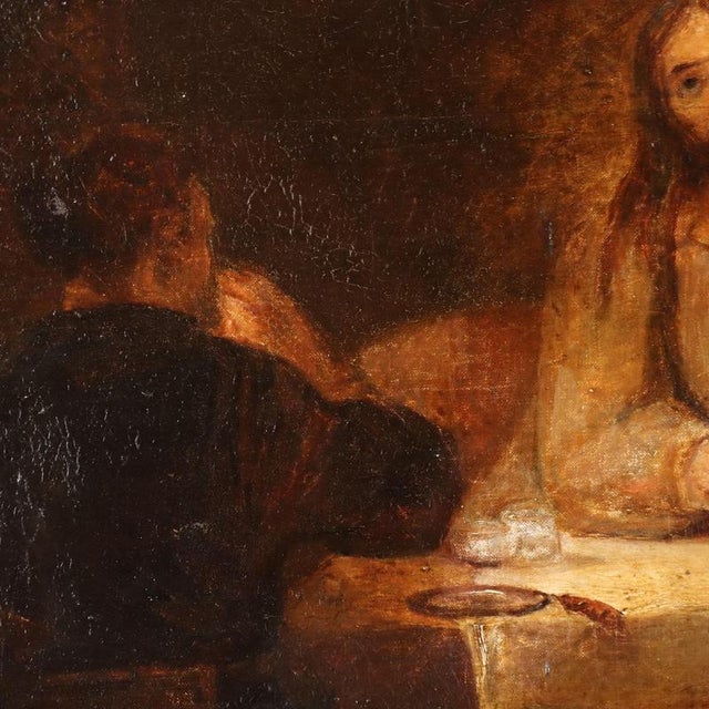 After Rembrandt, Supper at Emmaus, Oil Painting on Canvas, Framed For Sale - Image 5 of 12