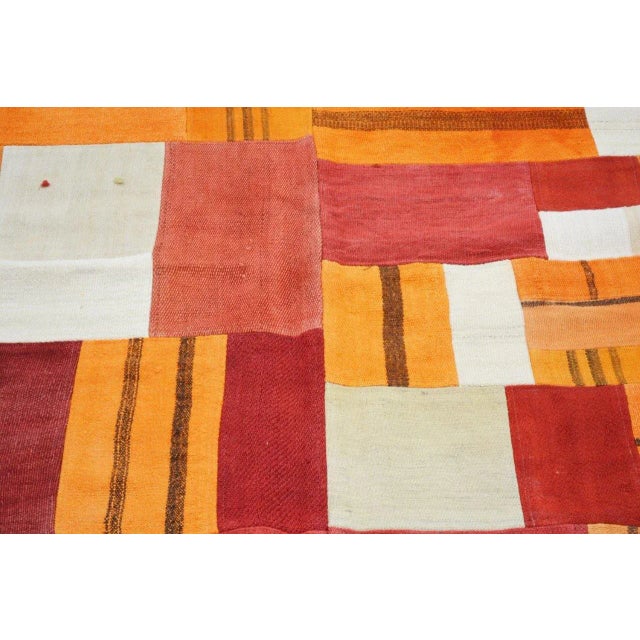 Turkish Vintage Turkish Patchwork Hand Knotted Wool Rug, 4'9"x6'9" For Sale - Image 3 of 4