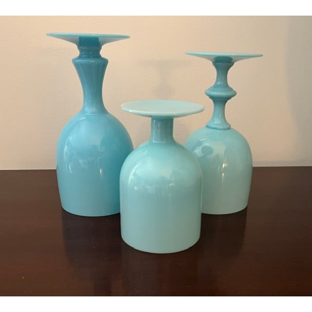 1930s 1930s Assorted Blue Opaline Goblets - Set of 3 For Sale - Image 5 of 7