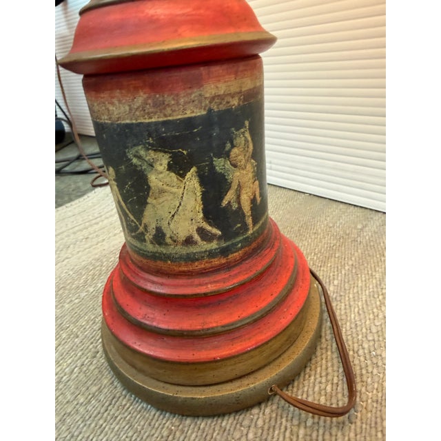 Red Vintage Chinoiserie Hand Painted Table Lamp For Sale - Image 8 of 12