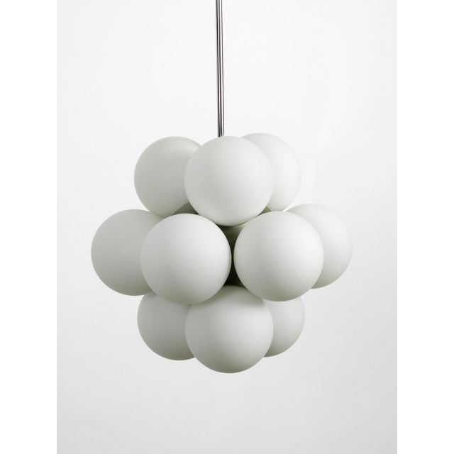 Space Age Atomic Metal Ceiling Lamp with 12 Glass Spheres in Light Gray from Kaiser Leuchten For Sale - Image 4 of 13