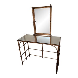 1940s Campaign Chinoiserie Hollywood Regency Dressing Table For Sale