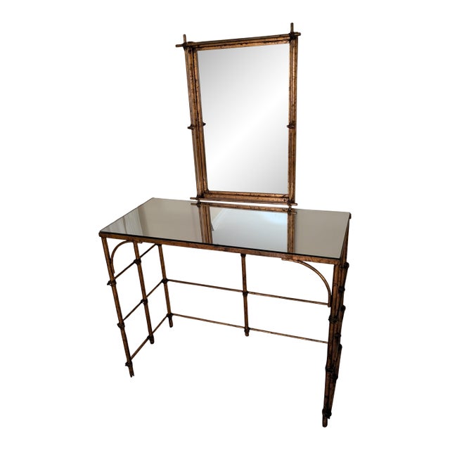 1940s Campaign Chinoiserie Hollywood Regency Dressing Table For Sale