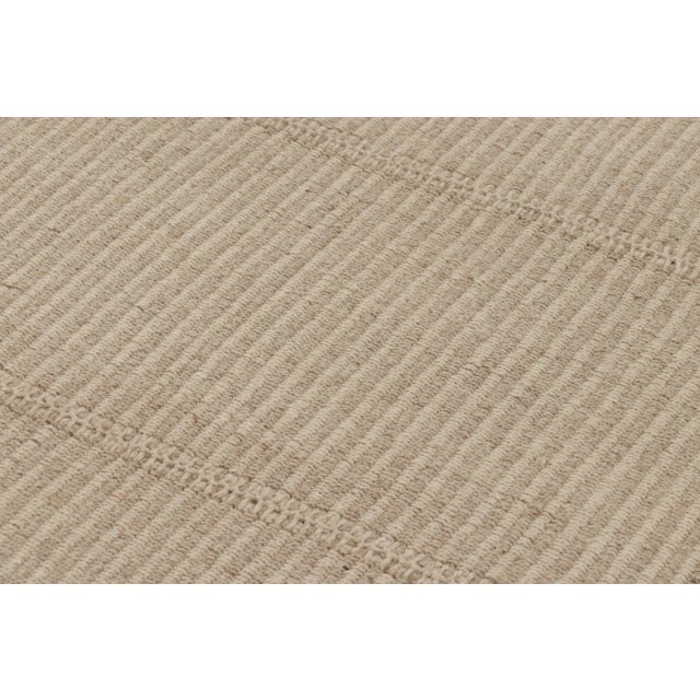 Contemporary Rug & Kilim’s Contemporary Kilim With Textural Beige Stripes For Sale - Image 3 of 8