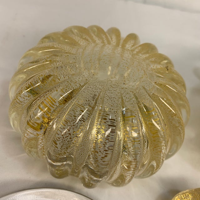 1950s Mid-Century Modern Barovier & Toso Murano Glass Gold Dust Vanity Set - 2 Pieces For Sale - Image 10 of 10