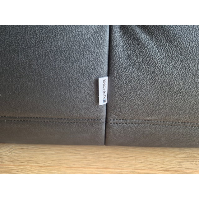 Togo Sofa with Pouf in Black Leather by Michel Ducaroy for Ligne Roset, Set of 2 For Sale - Image 9 of 12