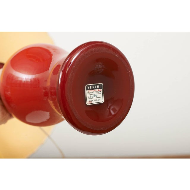 Model 3656 Table Lamp in Red Murano Glass and Parchment Shade from Paolo Venini, 1952 For Sale - Image 9 of 12