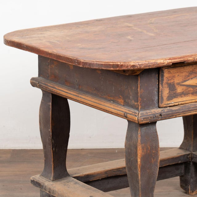 19th Century Swedish Original Painted Pine Baroque Side Table With Drawer For Sale - Image 9 of 13