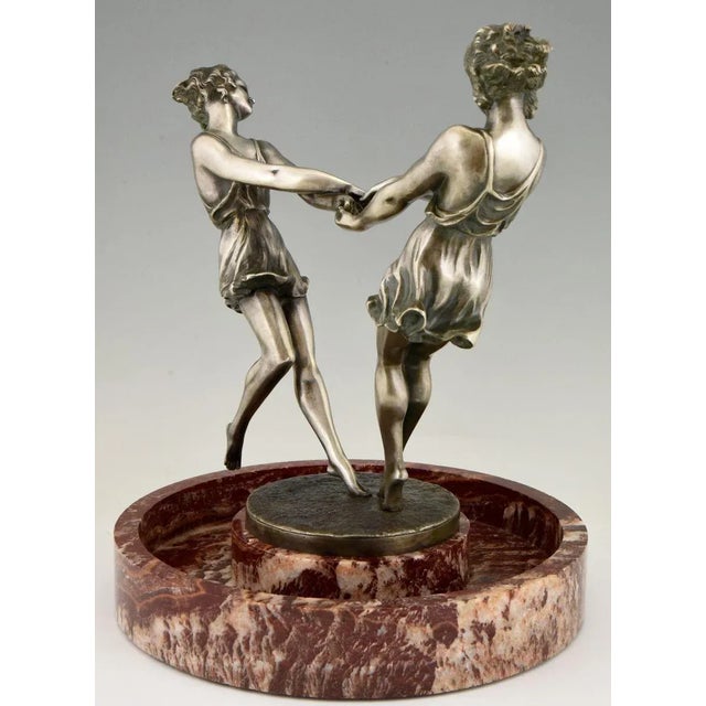 Andre Gilbert, Art Deco Centerpiece with Bronze Sculpture of Dancing Girls, France, 1925 For Sale - Image 3 of 13