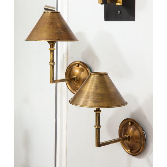 Modern Bespoke Patinated Brass Sconces - a Pair For Sale - Image 3 of 12