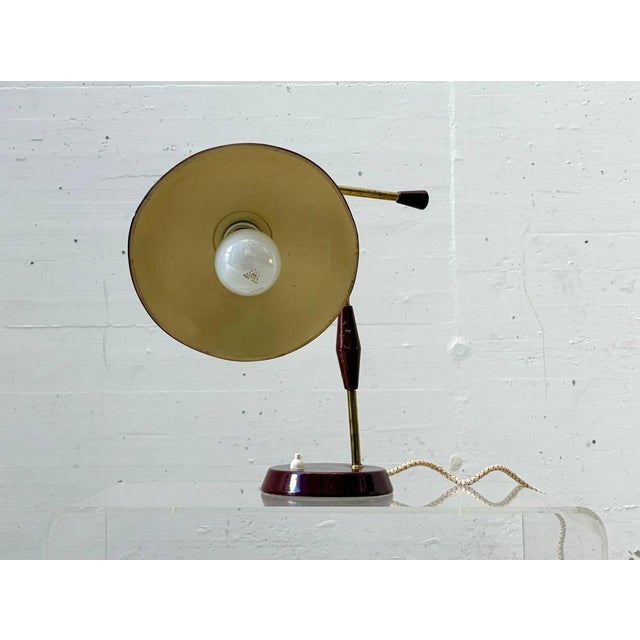Table Lamp with Brass Arm and Lacquered Metal Shade, Italy, 1950s For Sale - Image 13 of 17