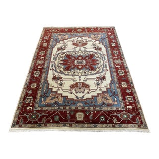 Serapi Style Rug in Ivory and Rust 9x12 For Sale